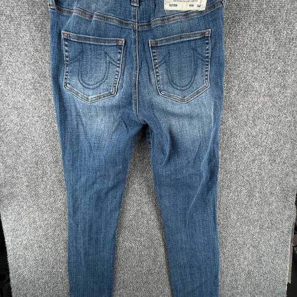 True Religion Halle Mid Rise Super Skinny Jeans Stretch Size 28x27.5 Blue Urban - Picture 12 of 15